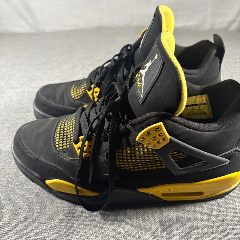 Jordan 4 Retro Thunder Mens Size 10 Black Yellow 308497-008 2012 Release